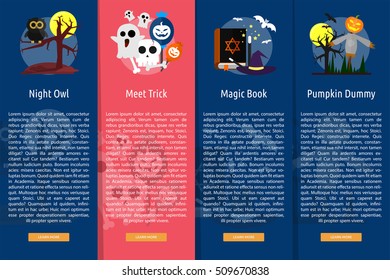 Halloween Vertical Banner Design | Set of great vertical banner flat design illustration concepts for halloween, holiday, horror, night and much more.