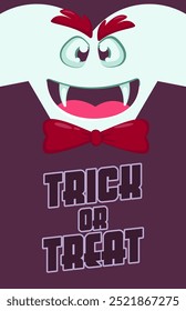 halloween vertical banner with monster cartoon and blank space area