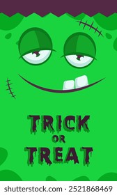 halloween vertical banner with monster cartoon and blank space area