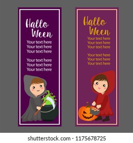 halloween vertical banner with red hood costume