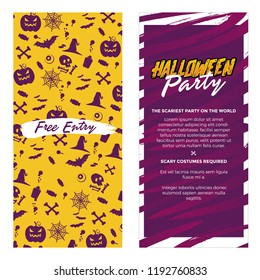 Halloween vertical Banners. Party Invitation or menu design. Vector Illustration.Place for your text. grunge style