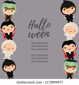 halloween vertical border costume kids