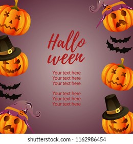 halloween vertical border with funny pumpkin face