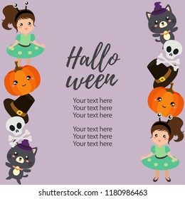 halloween vertical border template with alien costume