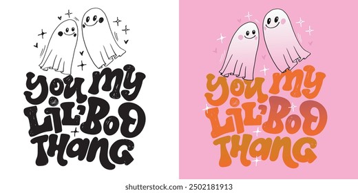 Halloween vibes lettering. Cute hand drawn doodle lettering quote. Lettering for t-shirt design, mug print, bag print, clothes fashion. 100% hand drawn vector image.