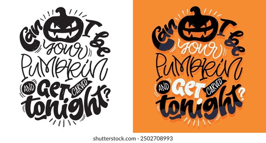 Halloween vibes lettering. Cute hand drawn doodle lettering quote. Lettering for t-shirt design, mug print, bag print, clothes fashion. 100% hand drawn vector image.