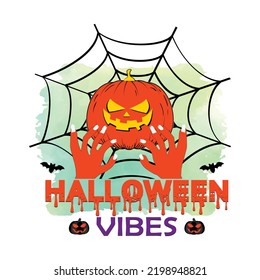 Halloween Vibes Halloween Sublimation Design, perfect on t shirts, mugs, cards and much more
