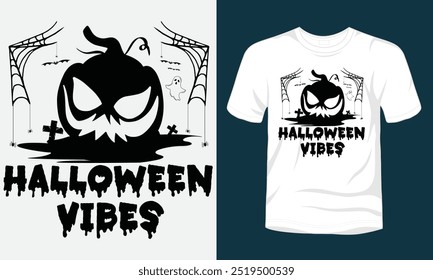 
Modelo de design de t-shirt das vibes de Halloween