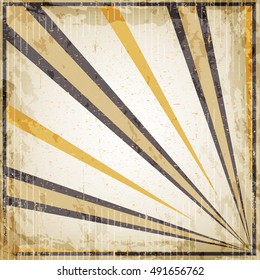 Halloween Vintage Art Deco Background - Black And Orange Rays, Old Paper.