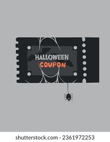 Halloween Vintage Coupon with Bat,Web,Spider
