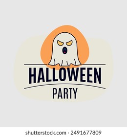 Etiqueta vintage de Halloween, logotipo. Emblema o icono fantasma. Diseño hipster. Estampado para camiseta. Ilustración vectorial