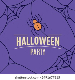 Halloween vintage label, logo. Spider emblem or icon. Hipster design. Print for T-shirt. Vector illustration