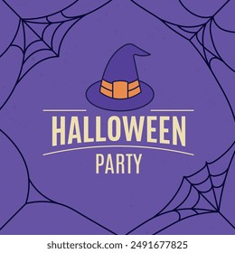 Halloween vintage label, logo. Witch hat emblem or icon. Hipster design. Print for T-shirt. Vector illustration