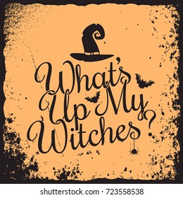 halloween vintage lettering witches concept design background