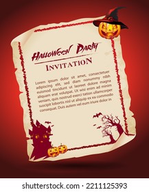 Halloween vintage party invitation. Halloween design template.