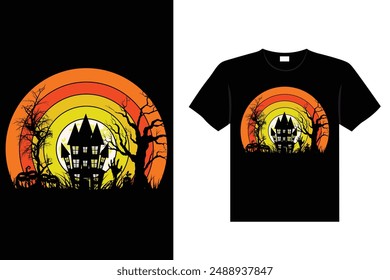 Halloween vintage, retro ,haunted and creepy t shirt design vector graphic
