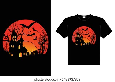 Halloween vintage, retro ,haunted and creepy t shirt design vector graphic
