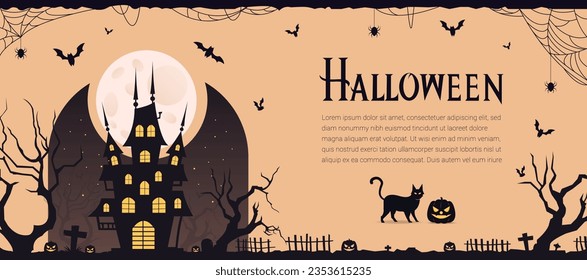 Halloween vintage Sale Poster or banner with Halloween. Website spooky or banner template.Vector illustration EPS10