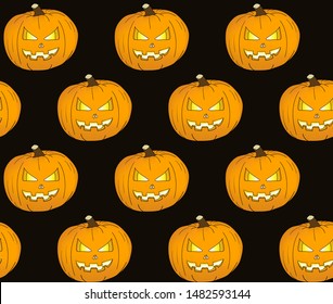 Halloween vintage seamless pattern design with pumpkin. Isolated vector illustration