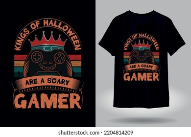 halloween vintage t shirt design for gamer