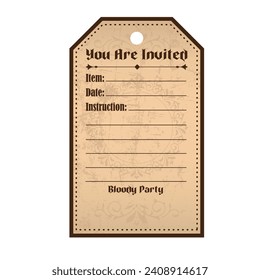 Halloween vintage vampire invitation tag. Retro design template in gothic style	
