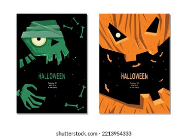 Halloween vintage vector illustration poster. Halloween design template