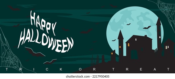 Halloween vintage vector illustration poster. Halloween design template