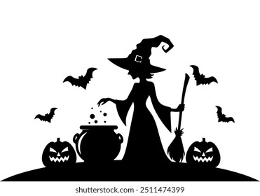 Halloween Vinyl Decal for Window, Halloween Scene Illustration 