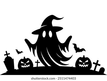 Halloween Vinyl Decal for Window, Halloween Scene Illustration 