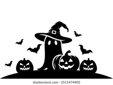 Halloween Vinyl Decal for Window, Halloween Scene Illustration 