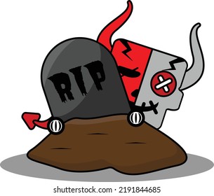 halloween voodoo devil doll mascot character cartoon vector illustration cute graveyard