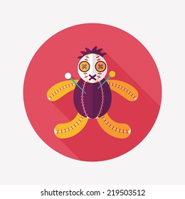 Halloween voodoo doll flat icon with long shadow,eps10