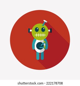 Halloween voodoo doll flat icon with long shadow,eps10