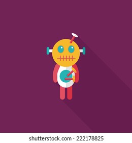 Halloween voodoo doll flat icon with long shadow,eps10