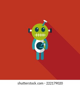 Halloween voodoo doll flat icon with long shadow,eps10