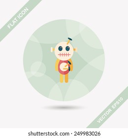 Halloween voodoo doll flat icon with long shadow,eps10