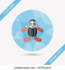 Halloween voodoo doll flat icon with long shadow,eps10