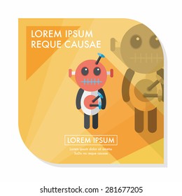 Halloween voodoo doll flat icon with long shadow,eps10