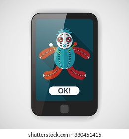Halloween voodoo doll flat icon with long shadow,eps10
