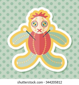 Halloween voodoo doll flat icon with long shadow,eps10