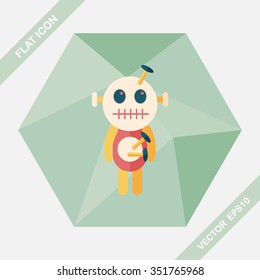 Halloween voodoo doll flat icon with long shadow,eps10