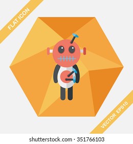 Halloween voodoo doll flat icon with long shadow,eps10