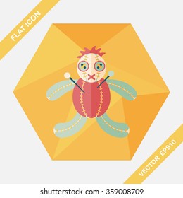 Halloween voodoo doll flat icon with long shadow,eps10