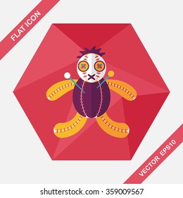 Halloween voodoo doll flat icon with long shadow,eps10