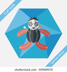Halloween voodoo doll flat icon with long shadow,eps10