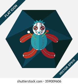 Halloween voodoo doll flat icon with long shadow,eps10