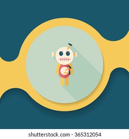 Halloween voodoo doll flat icon with long shadow,eps10