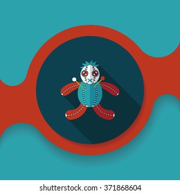 Halloween voodoo doll flat icon with long shadow,eps10
