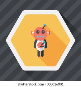 Halloween voodoo doll flat icon with long shadow,eps10
