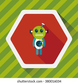 Halloween voodoo doll flat icon with long shadow,eps10